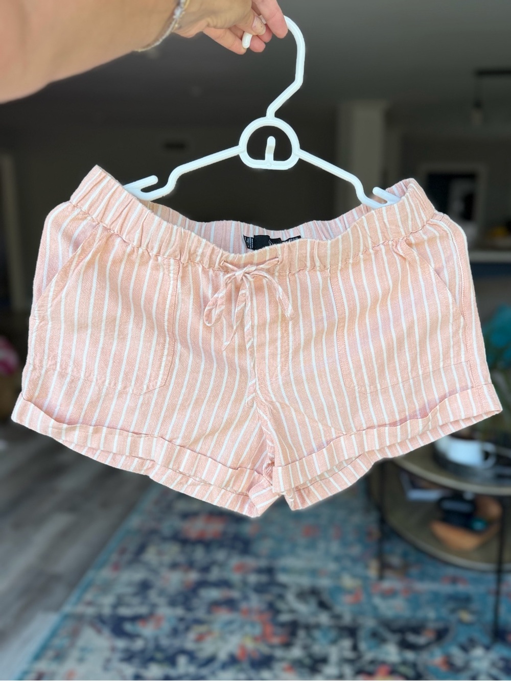 Volcom Peach & White Striped Shorts  XS